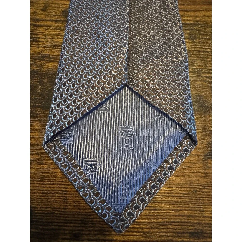 Christian Dior Signature Tie - 100% silk - geometric pattern/peacock-blue/silver